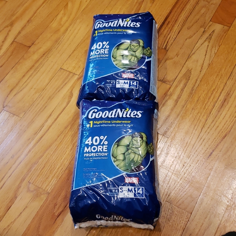 Lot of 2 - Boys GoodNites Hulk NightTime Underwear